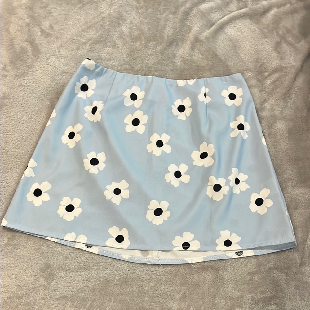 Princess Polly Light Blue Floral Skirt
